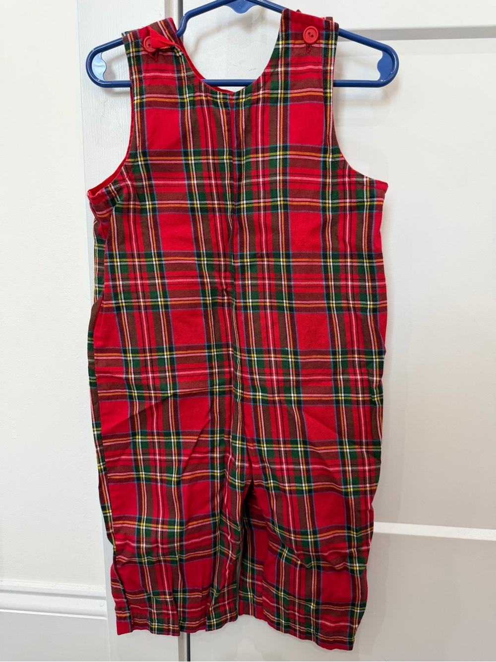 Kids Red Plaid Holiday One-Piece Pajama Romper